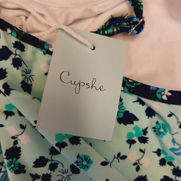 Cupshe Ladies One Piece Padded Swimsuit Womens Size XL Floral Blue Green - Picture 4 of 5